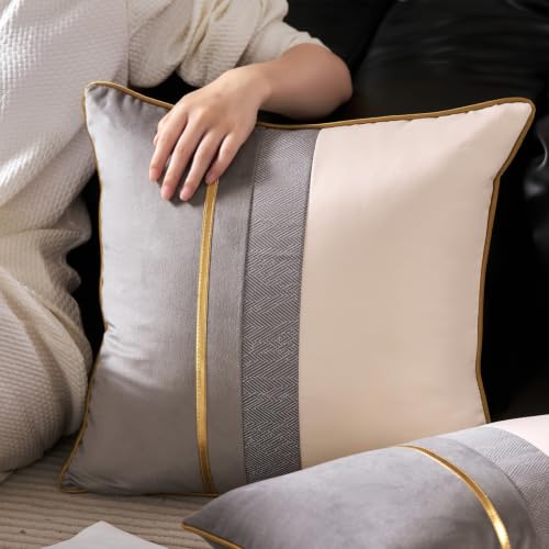 Avigers Decorative Pillow Cover 16 x 16 Inch, Grey White, Rayon Blend | Insert not included; Art Deco patchwork accent for couch, sofa, bed and living room; removable for seasonal updates - color: Grey , White, size: 16" x 16" (Pack of 1)