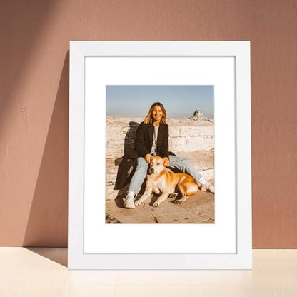 Golden State Art 11x14 White Picture Frame,Solid Wood&Real Glass,Mat 8x10 | 1 Pack 11x14 Photo Frame, White Mat Display for 8x10 Picture, Horizontal and Vertical Wall Mounting, Home Decor - size: 11x14 White, for (1) 8x10