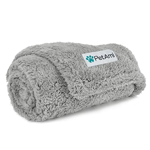 PetAmi Sherpa Waterproof Dog Blanket for Medium Pet Cat 29x40, Light Gray | Soft & Warm & Washable; Leafproof Couch Sofa Protector for Small Medium Large Pet; Pee Proof Cover for Crate Kennel Car Seat - color: Light Grey, size: Medium (29x40)