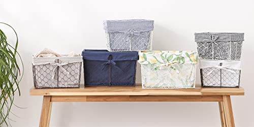 DII Farmhouse Chicken Wire Storage Baskets with Liner, Medium, Antique French Blue Gingham Check, 11x7.88x7", 2 Piece - color: Antique French Blue Gingham Check
