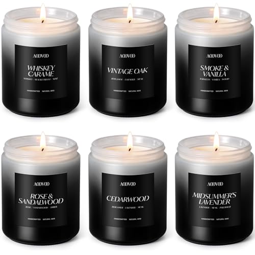 AOOVOO Scented Candles Set - 6 Pack Men Candles for Home Scented | 42 oz Soy Wax, 300 Hour Long Lasting Candle, Aromatherapy Candle, Birthday, Christmas, Valentine, Gifts Set for Men - size: 6 Pack Mens Candles