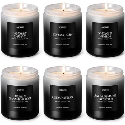 AOOVOO Scented Candles Set - 6 Pack Men Candles for Home Scented | 42 oz Soy Wax, 300 Hour Long Lasting Candle, Aromatherapy Candle, Birthday, Christmas, Valentine, Gifts Set for Men - size: 6 Pack Mens Candles