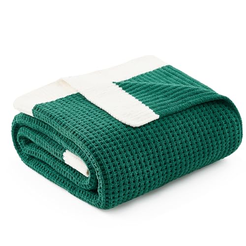 Chenille Throw Blanket, Soft Cozy Waffle Throw for Couch & Sofa, Warm Yet Lightweight, Breathable All-Season Throws for Women Men, Housewarming, Birthdays, 50"x60", Holly - color: Holly Green, size: Chenille Waffle Knit(50" x 60")