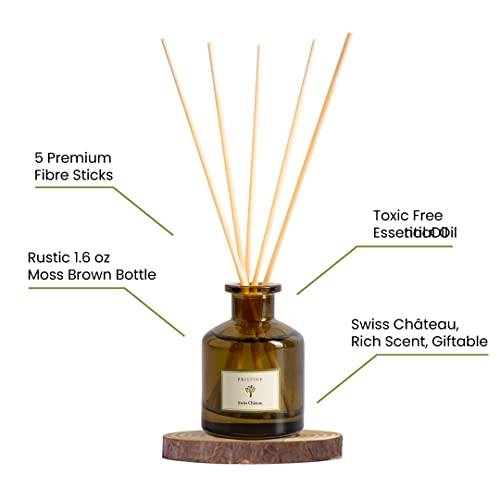 PRISTINE Swiss Château/Inspired by Hilton Reed Diffuser - Home & Bathroom | Fresh Cut Rose, Tangerine, Cedarwood Oil Reed Diffuser Set | Oil & Reed Diffuser Sticks, Home & Office Decor, Fragrance Gift - size: 1.69 fl oz