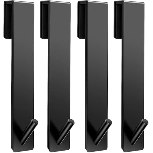 Kontoyo Shower Door Hooks(7.5 Inch),Extended Over Door Hooks for Bathroom Frameless Glass Shower Door,Stainless Steel Towel Hooks,Heavy Duty Rack Hooks for Robe,Towel-4 Pack-Black - color: Black, size: 7.5IN-4 Pack