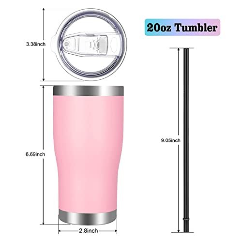 VEGOND 20oz Tumbler Stainless Steel Tumbler Cup with Lid And Straw Vacuum Insulated Double Wall Travel Coffee Mug(Pink 12 Pack) - color: Pink, size: 12 Count (Pack of 1)