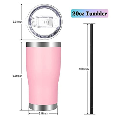 VEGOND 20oz Tumbler Stainless Steel Tumbler Cup with Lid And Straw Vacuum Insulated Double Wall Travel Coffee Mug(Pink 12 Pack) - color: Pink, size: 12 Count (Pack of 1)