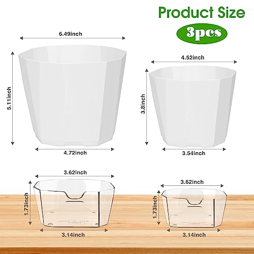 6 Pack Self Watering Plant Pot, 6.6/5 Inch Plastic Self Watering Pots for Indoor Outdoor Plants African Violet Pots Easy Plant Self Watering Pot with Wick Rope for Plants Flowers