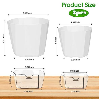 6 Pack Self Watering Plant Pot, 6.6/5 Inch Plastic Self Watering Pots for Indoor Outdoor Plants African Violet Pots Easy Plant Self Watering Pot with Wick Rope for Plants Flowers