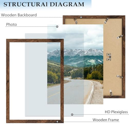 11x17 Picture Frame Deep Brown for Wall Hanging, Wood 11 x 17 Frame Photo Frame for Wall Horizontally or Vertically, Deep Brown, 3 Pack - size: 11x17 inch
