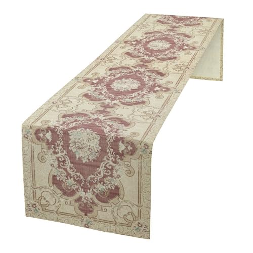 Boho Bohemia Table Runner, Vintage Blue Gold Retro Flower Rustic Country Floral Printed Pattern for Home Kitchen Table Decor Dining Coffee Room Garden Party Wedding Decor 13x36in - color: Vintage-1, size: 13x36in