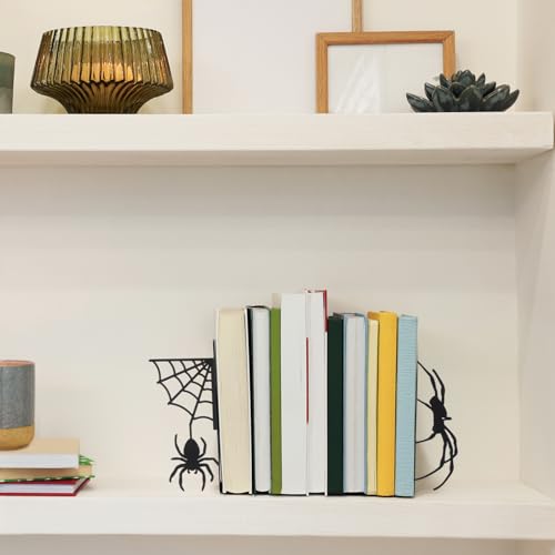 Spider Bookends Set of 2 Metal Bookends for Shelves Home Office | Creepy Decorative Ends for Shelves, Home Office Desk Decor, Gift for Readers and Enthusiasts, Scary Gothic Style - style: Spider
