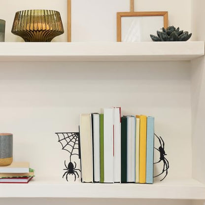 Spider Bookends Set of 2 Metal Bookends for Shelves Home Office | Creepy Decorative Ends for Shelves, Home Office Desk Decor, Gift for Readers and Enthusiasts, Scary Gothic Style - style: Spider