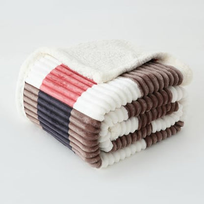 PU MEI Sherpa Blanket Twin Plaid Thick Bed Blanket, 60”*80” Super Soft Flannel Fuzzy Fleece Reversible Velvet Plush Warm Blanket for Couch (Black Red Check) - color: Black Red Check, size: 60"*80"