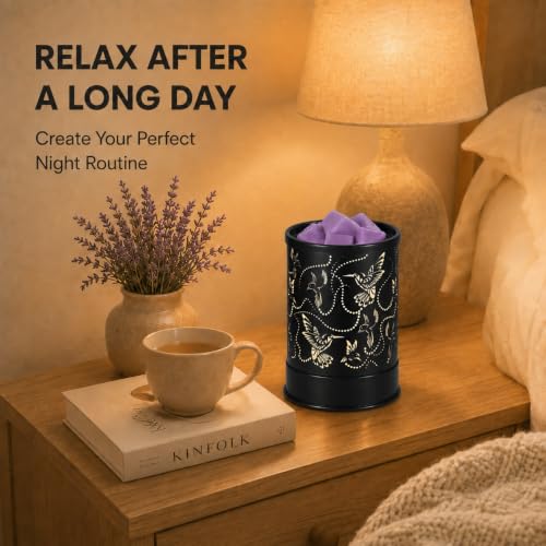 Nawaza Wax Melts Warmer Scented Metal Electric LED Burner Hummingbird Flock | Wax cubes & candle melter, essential oil burner, home office bedroom decor, fragrance warmer gift - style: Hummingbird Flock