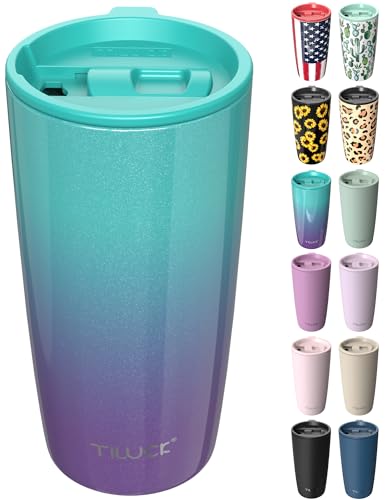 TILUCK 20 oz Insulated Coffee Tumbler with BPA-Free Lid | Travel Coffee Mug, Dishwasher Safe, Cup Holder Friendly,Double-Wall Vacuum Insulation for Hot & Cold Drinks,GlitterBluePurple - color: GlitterBluePurple, size: 20 Ounces