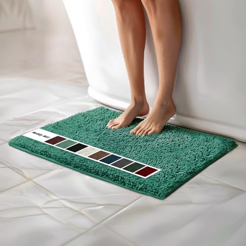 Muddy Mat® | Chenille Bathroom Rugs Quick Dry Microfiber Mats Non Slip Washable, Extra Thick, Soft and Highly Absorbent Bath Mats for Bathroom, Kitchen, and Shower Floor - Seafoam Green 18"x28" - color: Seafoam Green, size: 18" x 28"