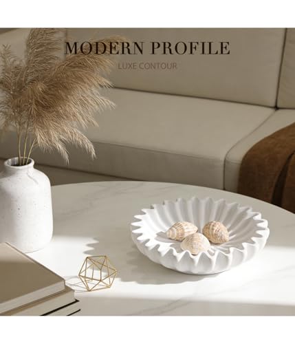 Hoousuper Large decorative bowls for home decor, Modern key bowl for entryway table, Handicraft purse bowl, catch all bowl, Artificial Stone, white. - size: Purse White