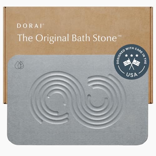 Dorai Home Stone Bath Mat - Premium Diatomaceous Earth Bath Floor Mats with Non-Slip Base, Fast-Drying Modern Shower Mat for Bathroom | Zen Ash - 23.6"x15.4" - color: Zen Ash, size: 1 Pack