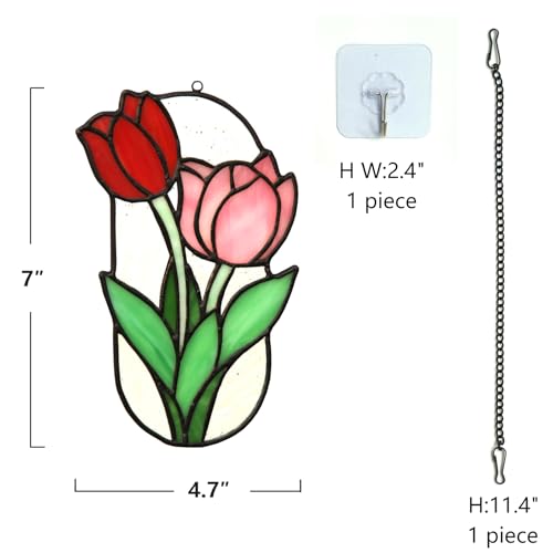 Saffron Stained Glass Window Hanging Decoration Tulip Stained Glass Decoration Garden Light Catcher