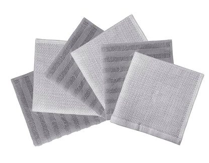 Bumble Premium Dish Cloths 13"x13" (6 Pack) | 100% Natural Ring Spun Cotton | 400 GSM | Highly Absorbent & Soft |Yarn Dyed & Solid Dyed Terry Dish Cloth Set - Grey - color: Grey, size: Dish Cloths - Mixed Styles
