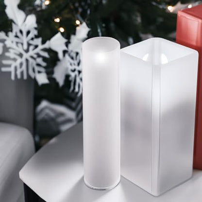 WGVI Hurricane Candle Holder Sleeve, W: 2.5", Ht: 14", Frosted Glass Cylinder Open Both Ends, Chimney Tube Shade, 2 Pieces - color: Frosted, size: 2.5x14"H