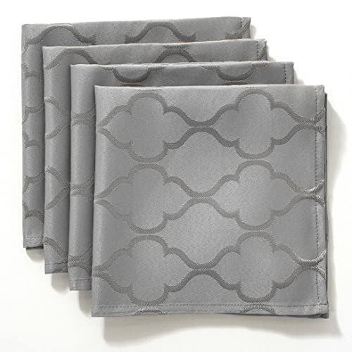 SASTYBALE Jacquard Napkin Flower Pattern Polyester Table Cover - Spill Proof, Wrinkle Resistant, Dust-Proof for Kitchen Dining Tabletop Decoration (Grey, 20X20) - color: Gray Color, size: 20" x 20"(Set of 4)