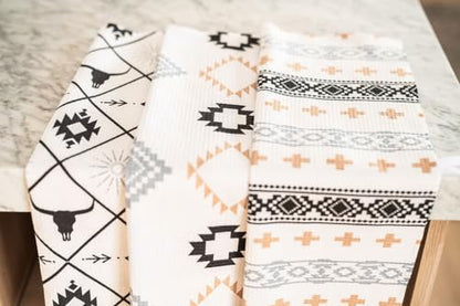 Kitchen Towels, Dish Towels for Kitchen, 3 Pc Kitchen Towel Set | Microfiber Waffle Towels, 16 x 26 inches, with Hanging Loops, Reusable Tea Towels, Cute Kitchen Towels - 3 Pack - color: Aztec