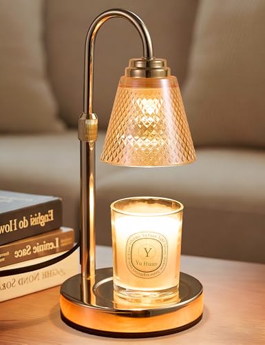 Candle Warmer Lamp with Timer Home Decor Birthday Gifts for Women Mom Her | Dimmable Candle Warmer for Jar Candles, Height Adjustable Wax Melt Warmer, Room Decor Desk Lamp, House Warming Gifts New Home - color: Gold