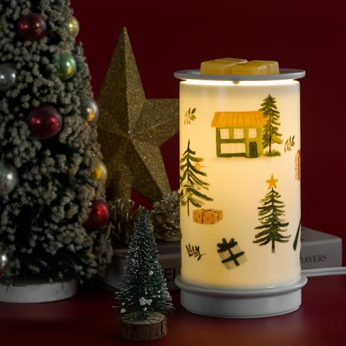 STAR MOON Ceramic Wax Melt Warmer,Candle Wax Warmer for Scented Wax Melter,Electric Wax Melts Wax Cubes Candle Lamp for Home Office Decor,Wax Burner as for Family and Friend, Farmhouse - color: Farmhouse