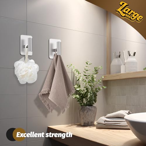 Heavy Duty Adhesive Hooks - 26lb Max, Sticky Wall Hooks Waterproof Stainless Steel for Hanging Towel, Coat, Robe, Towel Hooks Stick on Bathroom, Kitchen, Shower, Door (Silver, 4 Pack) - color: Silver-Cylinder4