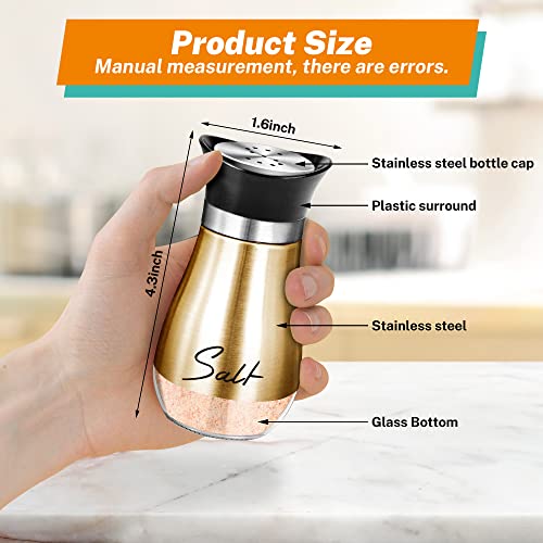 Salt and Pepper Shakers - 4 oz Copper Glass Set with Stainless Steel Lids | Refillable Glass Shakers with Stainless Steel Lids for Cooking, Dining, RV Trips, Camping and BBQs; 4 oz Capacity Each. - color: Copper