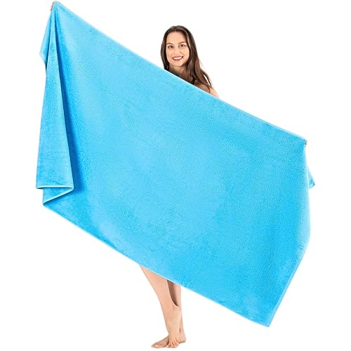 SALBAKOS Luxury 100% Turkish Cotton Bath Sheet 40x80 (1-Piece, Aqua Blue) | Extra Large Jumbo Oversized Bathroom and Beach Towel, Super Soft Highly Absorbent Thick Premium Hotel Quality, Made in Turkey - color: Aqua, size: Jumbo Bath Sheet