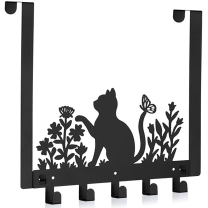 Reallnaive Black Cat Over The Door Hooks Gothic Bathroom Decor Hanger Wall Mount Rack Holder for Towel, Hat, Coat, Cloth, Keychain, Bag, Christmas Gift for Cat Lovers - style: Black Cat