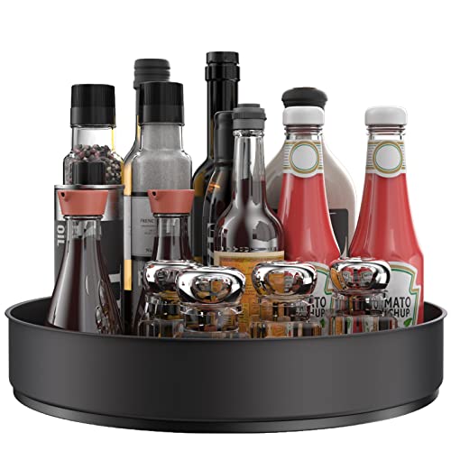 VAEHOLD Lazy Susan Stainless Steel Black Spice Rack Turntable for Pantry Cabinet - Decorative Trays Storage Containers Organizer for Kitchen Cabinet, Snacks, Bathroom (12 inches) - color: Black, size: 12''