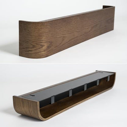 Kazai. Wall-Mounted Coat Rack 'Toke' - Modern Design Coat Rack with Hidden Wall Hooks - Solid Wood Veneer Panel Coat Hanger - Oak, Dark - color: Oak, Dark, size: 8 Hooks