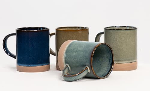 House Beautiful Versatile Modern Stoneware Mug Set – 17 oz, Set of 4 (Crafted Essence) - color: Crafted Essence