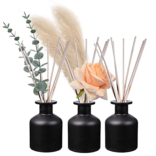 HOSSIAN 150ml/50oz 3PCS Reed Diffuser Bottles,Fragrance Diffuser Empty Bottle with 28pcs Reed Sticks for Home Fragrance Accessories and Women Gift Room,Home,Bathroom Decor (Black) - color: Matte Black