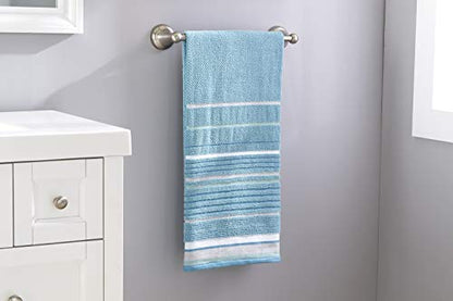 SKL Home Seabrook Stripe 100% Cotton Premium Bath Towel, 550 GSM, Soft & Absorbent Jacquard, Teal - color: Seabrook Stripe, style: Bath Towel