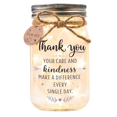 Solmay Retirement Gifts for Women, Mason Jar Night Light | Inspirational farewell keepsake for a female coworker, boss or teacher; goodbye & appreciation gift for her next chapter - color: Thank You