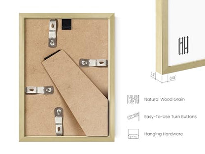 HAUS AND HUES 4x6 Gold Picture Frame - Modern Brush Finish - Lightweight 4x6 Frame for Photos, Posters, Prints - Vertical Hanging & Tabletop Display - color: Gold Metal, size: 4x6 in, style: Set of 01