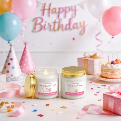Birthday Candle, Scented Candles Gifts for Women, Soy Candle Gift Set, Pink Birthday Candles, 2 Pack Sweet Aromatherapy Candles for Celebration & Relaxing - color: Birthday Candle