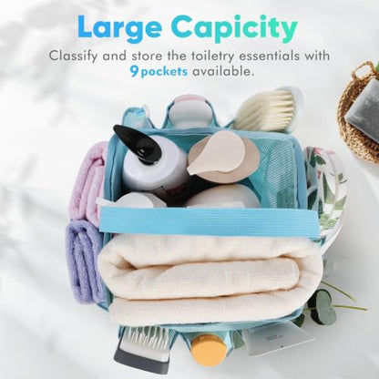 EUDELE Mesh Shower Caddy Portable, 8-Pocket Large Capacity, Quick Dry, Easy Clean, Ideal for Beach, Swimming, Gym, Travel - color: All Ice Blue
