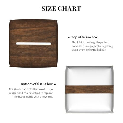 Bless You Tissue Box Cover Square,Wooden Board Texture Tissue Box Holder Waterproof Leather Facial Paper Organizer Dispenser for Bathroom Home Car Nightstand Vanity Desk - color: Color-22