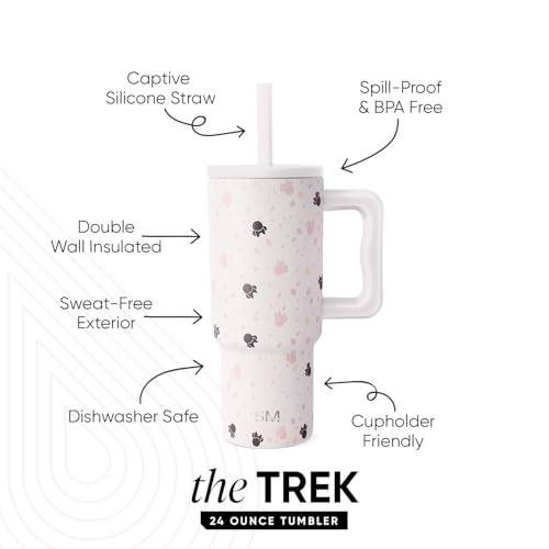 Simple Modern Disney Kids 24 oz Tumbler with Handle and Silicone Straw Lid | Spill Proof Leak Resistant | Reusable Stainless Steel Bottle | Kids Boys Girls | Trek Collection | Minnie Mouse on Terrazzo | Trek Kids Water Bottle, Toddler Cup | Insulated Stai