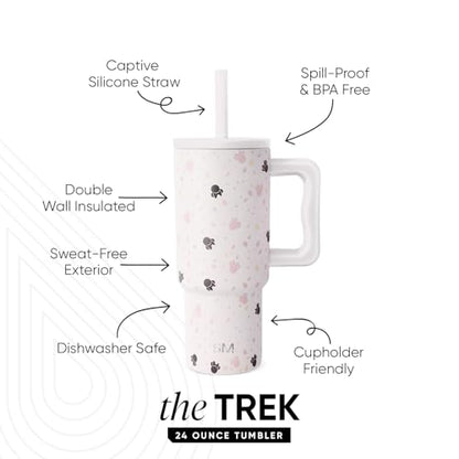 Simple Modern Disney Kids 24 oz Tumbler with Handle and Silicone Straw Lid | Spill Proof Leak Resistant | Reusable Stainless Steel Bottle | Kids Boys Girls | Trek Collection | Minnie Mouse on Terrazzo | Trek Kids Water Bottle, Toddler Cup | Insulated Stai
