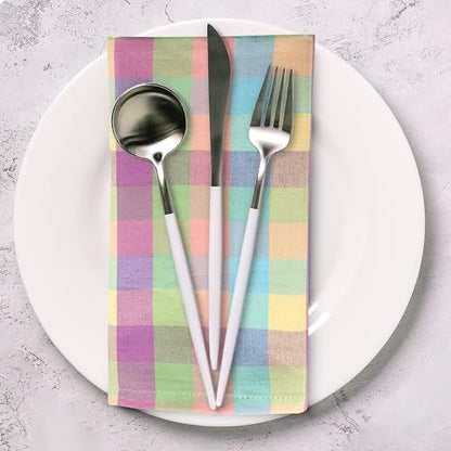 Urban Villa Cloth Napkins Cotton 20x20 (Set of 12) Lagyp - color: 003 Easter Checks, size: 20" x 20" (Set of 12)