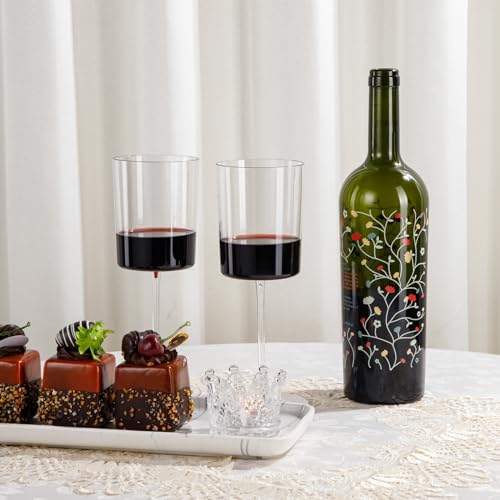 Ciaell 12 Pack Clear Plastic Wine Glasses - 14Oz Plastic Wine Glasses with Stem - Disposable Stemmed Wine Glass for Parties & Weddings & Outdoor | 14 oz Clear Stemmed Cups, Heavy Duty Plastic, Wine Champagne Cocktails Margaritas for Parties Birthdays Anni
