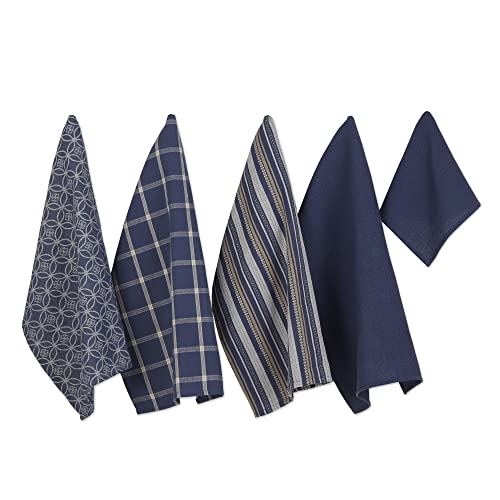 DII Assorted Woven Kitchen Set, Dishtowel, 18x28, Dishcloth, 13x13, French Blue, 5 Piece - color: French Blue, size: Dishtowel, 18x28"; Dishcloth, 13x13"