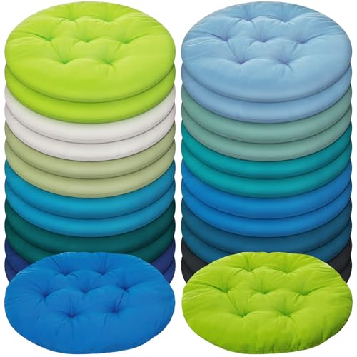 Tinideya 24 Pcs Round Floor Cushions Floor Pillows Meditation Seat Pillows Flexible Seating for Adults Kids, Chair Cushions for Classroom, Nursery, Living Room, Yoga(Medium 15.7 Inch,Blue-Green) - color: Blue-green, size: Medium 15.7 Inch